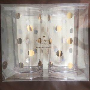 Set of Kate Spade Raise a Glass Highball Gold Dots